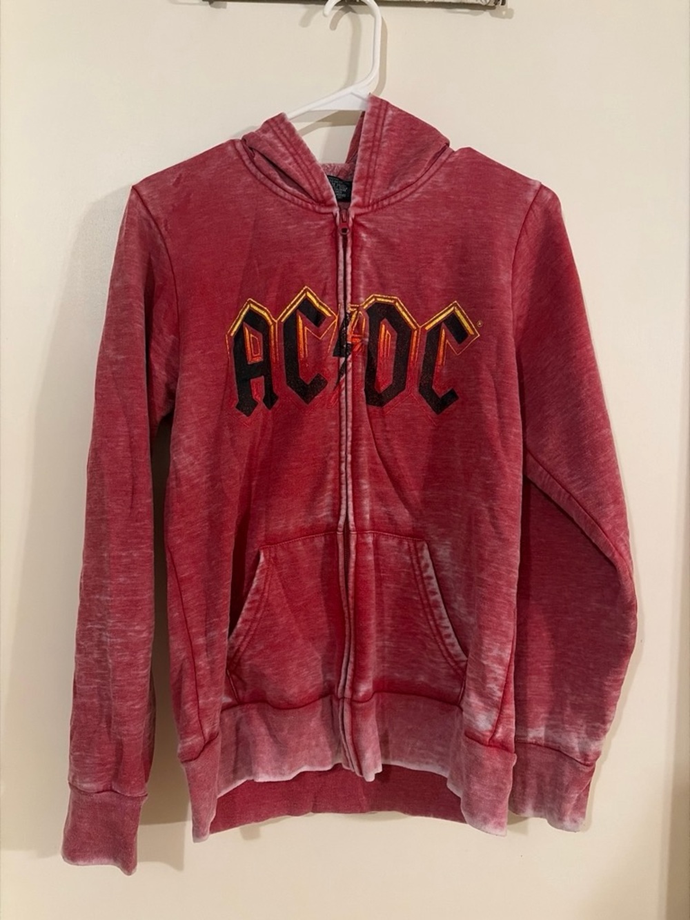 AC/DC Kids Vintage-Style Red Hooded Zip Jacket